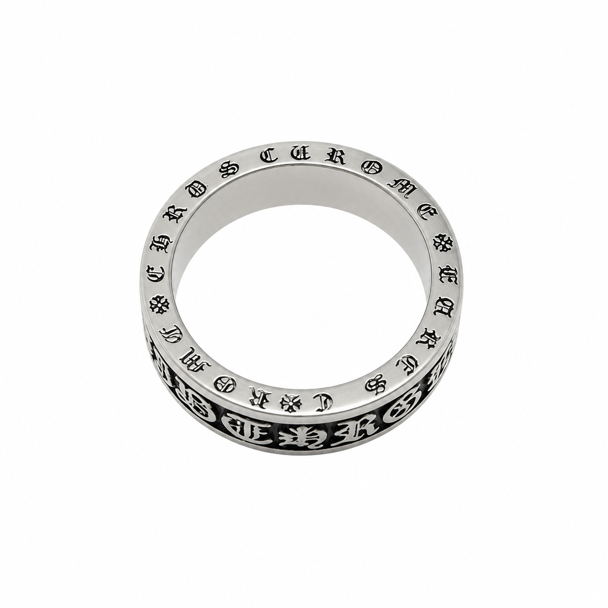 Men's Gothic Engraved Stainless Steel Ring – Silver Vintage Band