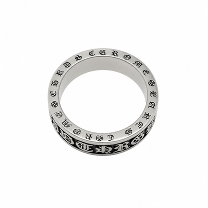 Men's Gothic Engraved Stainless Steel Ring – Silver Vintage Band