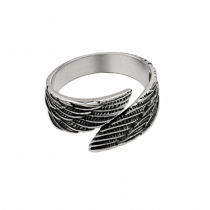 Men's Stainless Steel Angel Wing Adjustable Ring