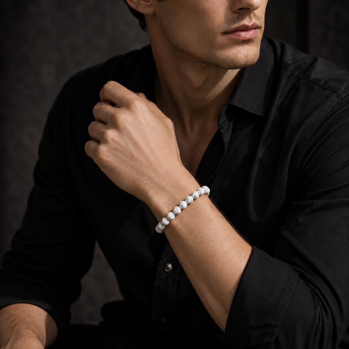 Natural Howlite Stone Bracelet | Genuine White Crystal Beaded Bracelet