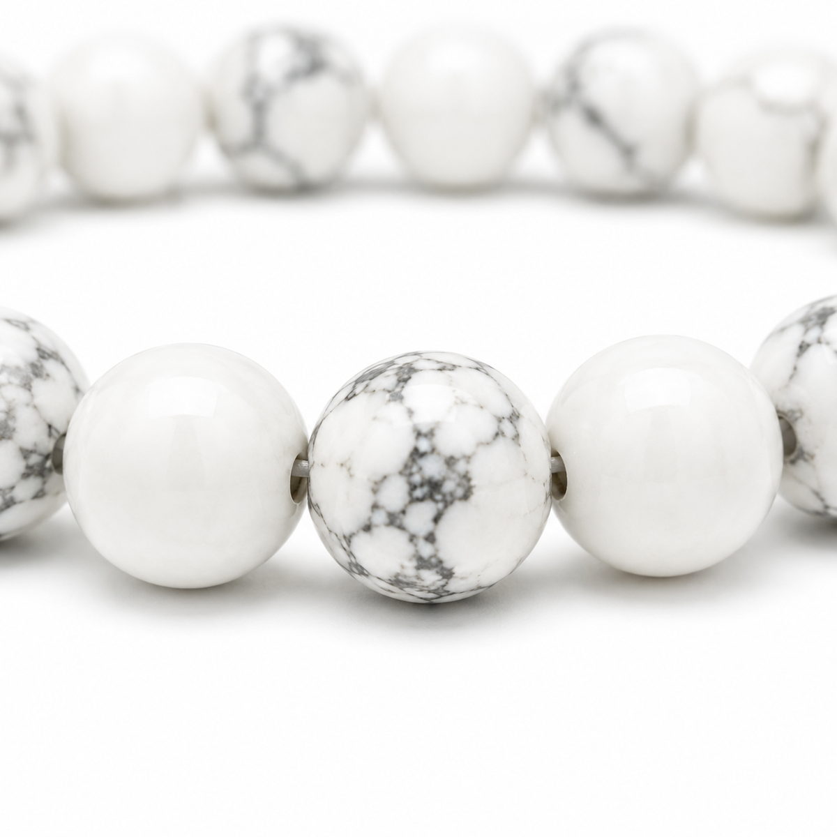 Natural Howlite Stone Bracelet | Genuine White Crystal Beaded Bracelet