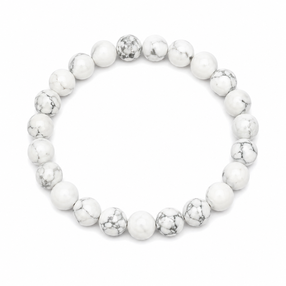 Natural Howlite Stone Bracelet | Genuine White Crystal Beaded Bracelet