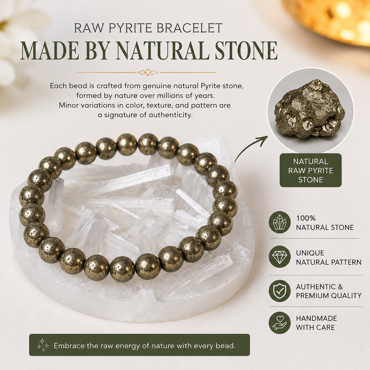 Raw Pyrite Power Bracelet