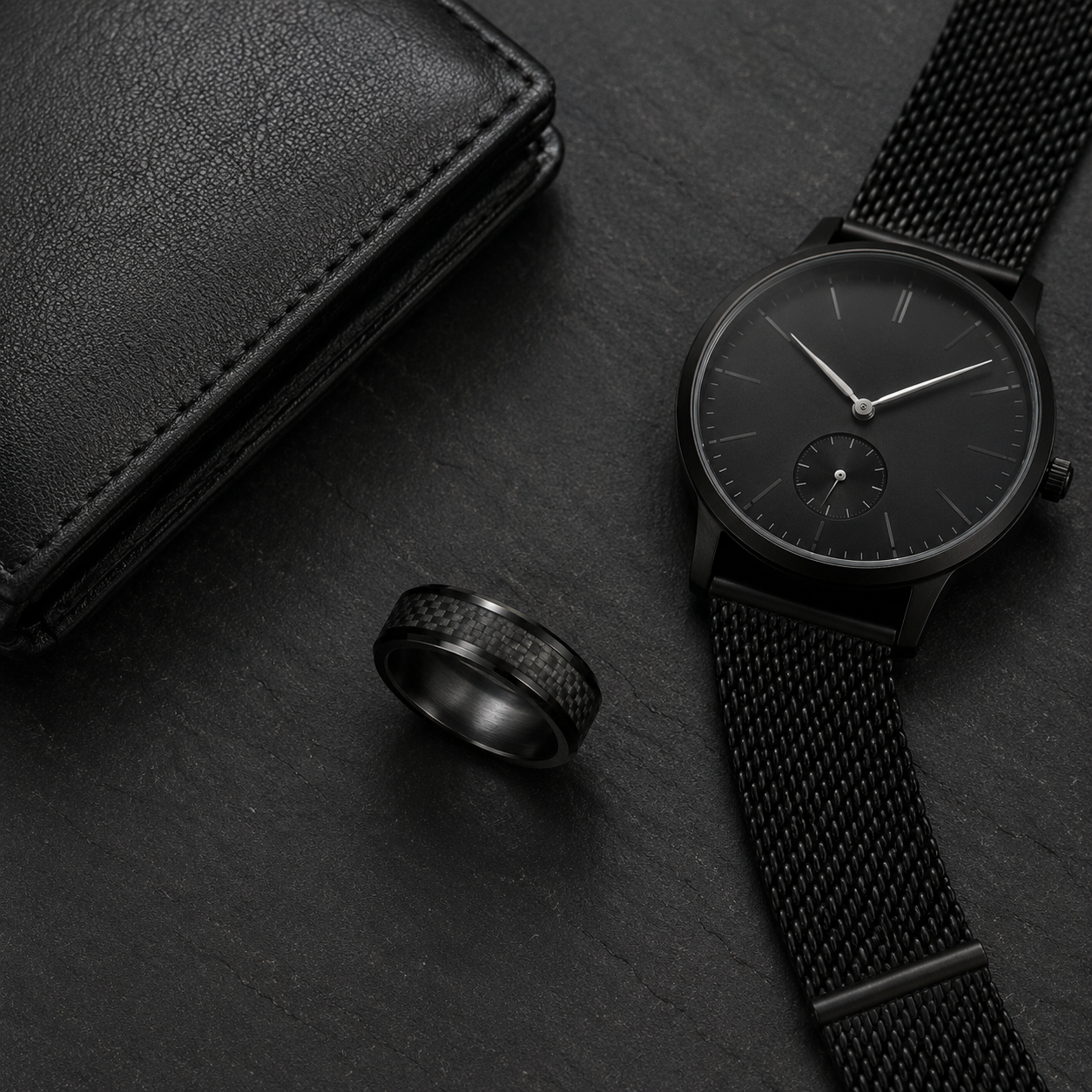 Carbon Black Ring for Men | Stainless Steel Comfort Fit Band