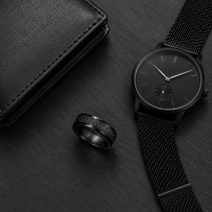 Carbon Black Ring for Men | Stainless Steel Comfort Fit Band