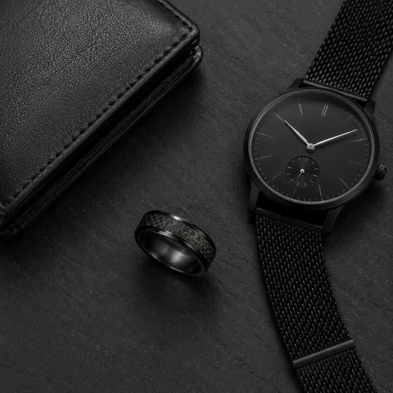Carbon Black Ring for Men | Stainless Steel Comfort Fit Band