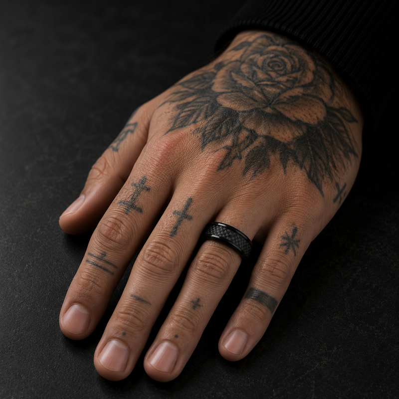Carbon Black Ring for Men | Stainless Steel Comfort Fit Band