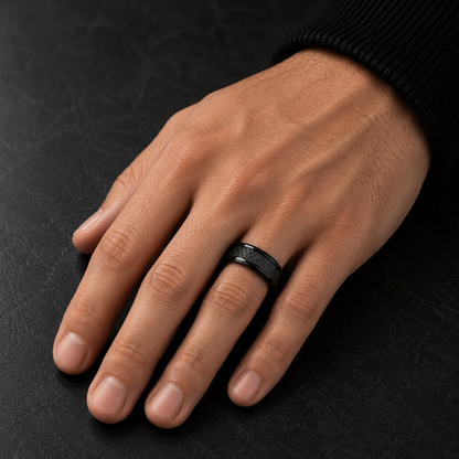 Carbon Black Ring for Men | Stainless Steel Comfort Fit Band