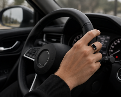 Black Onyx Signet Ring for Men – Stainless Steel Statement Ring