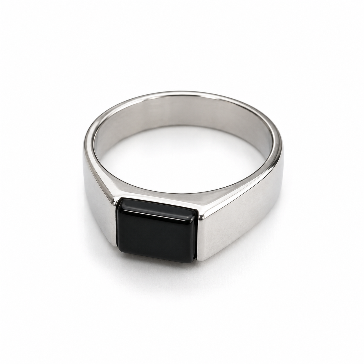 Black Onyx Signet Ring for Men – Stainless Steel Statement Ring