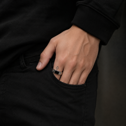 Black Onyx Signet Ring for Men – Stainless Steel Statement Ring