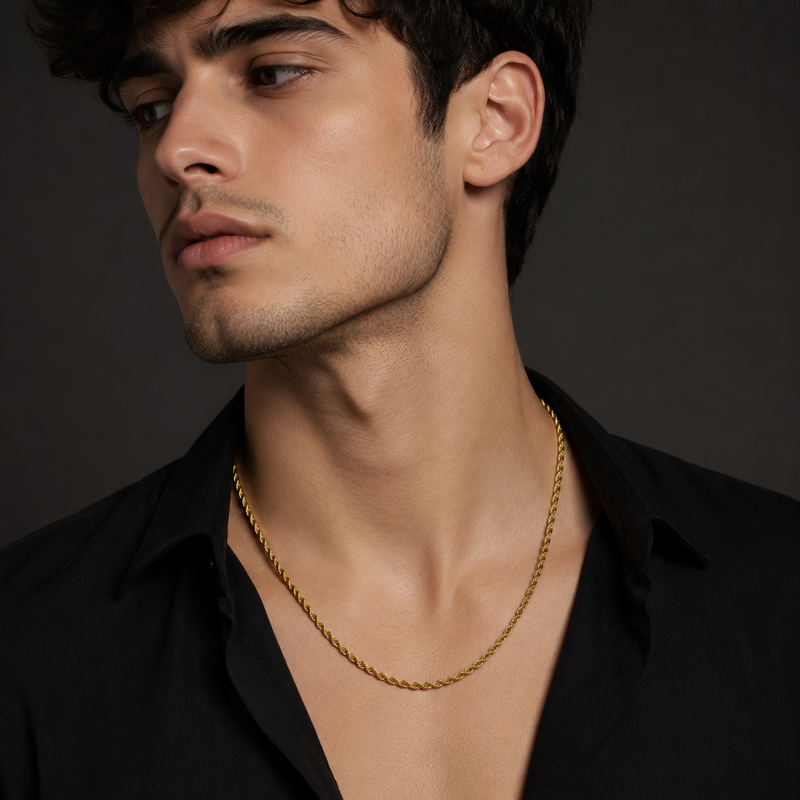 Premium Gold Rope Chain Necklace for Men | Stainless Steel | Non-Tarnish