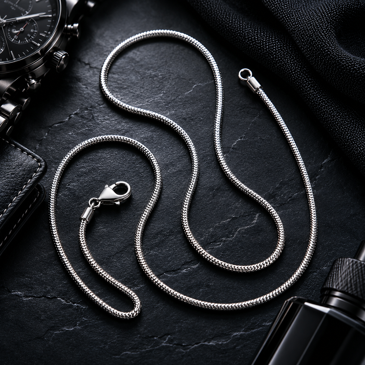 Silver Snake Chain for Men – Minimalist Stainless Steel Chain