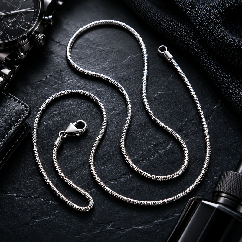 Silver Snake Chain for Men – Minimalist Stainless Steel Chain