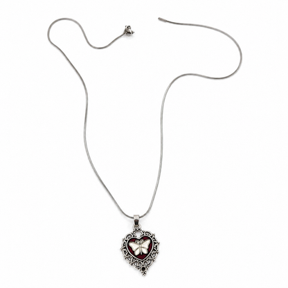 Butterfly Heart Pendant Necklace for Women