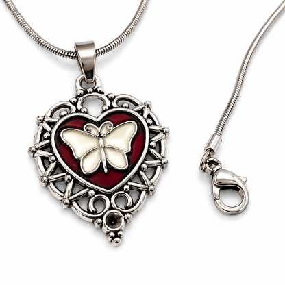 Butterfly Heart Pendant Necklace for Women