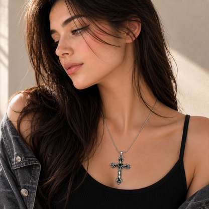 Vintage Gothic Cross Pendant Necklace for Women