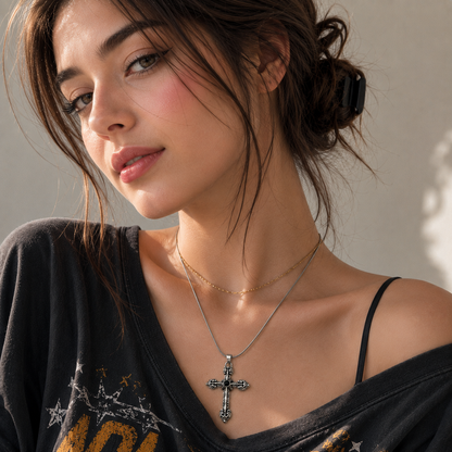 Vintage Gothic Cross Pendant Necklace for Women