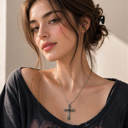 Vintage Gothic Cross Pendant Necklace for Women