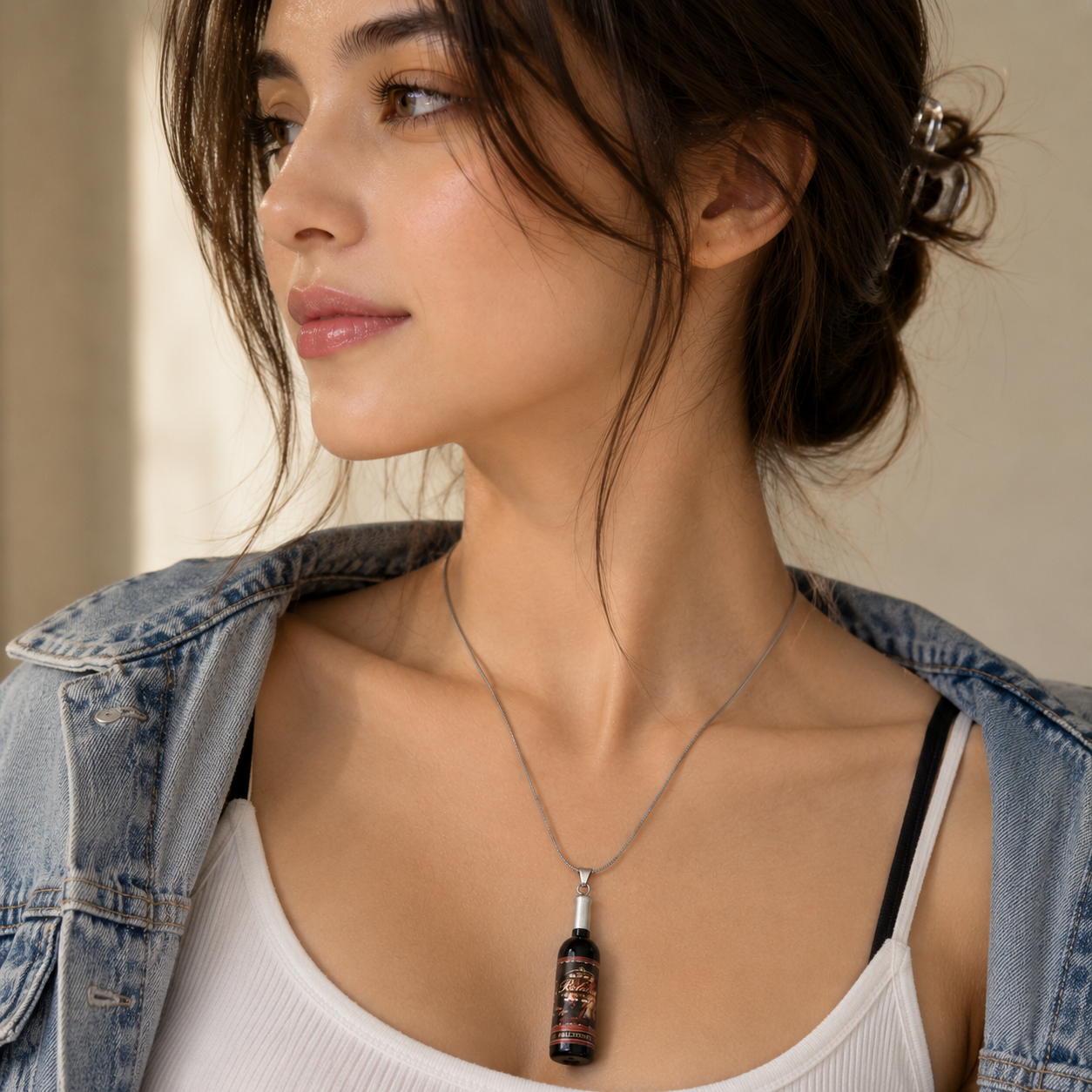 Mini Wine Bottle Pendant Necklace for Women