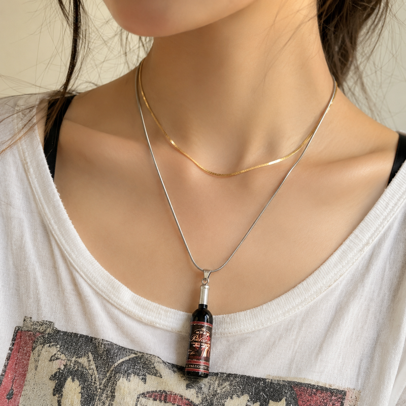 Mini Wine Bottle Pendant Necklace for Women