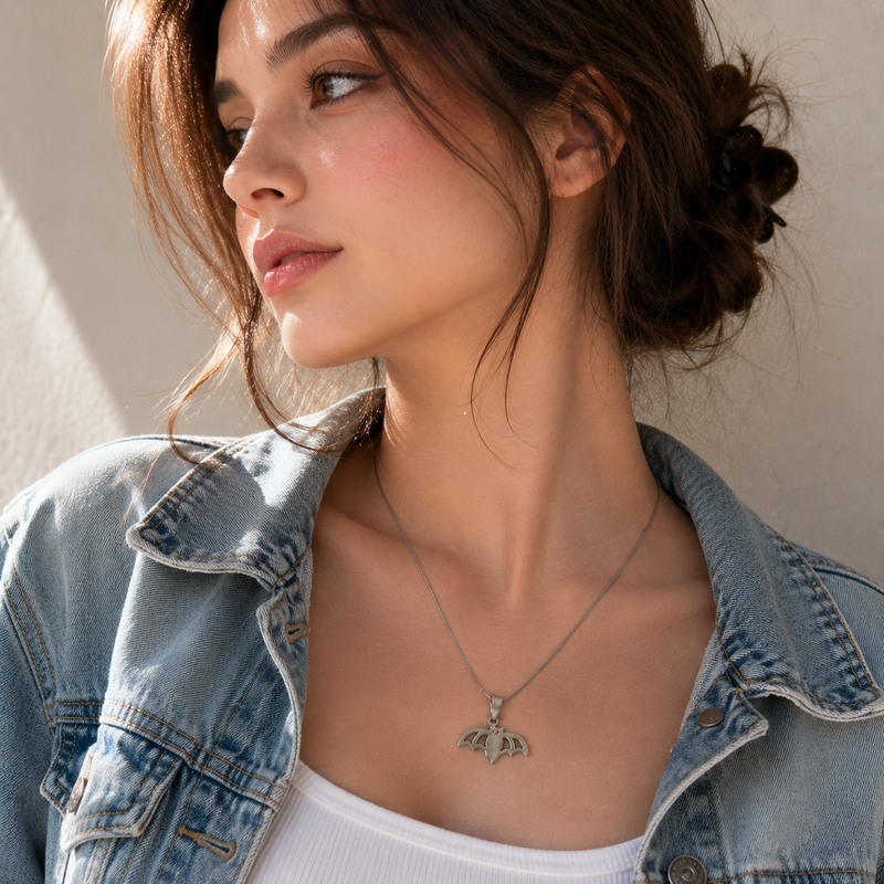 🦇 Bat Pendant Necklace for Women | Stainless Steel