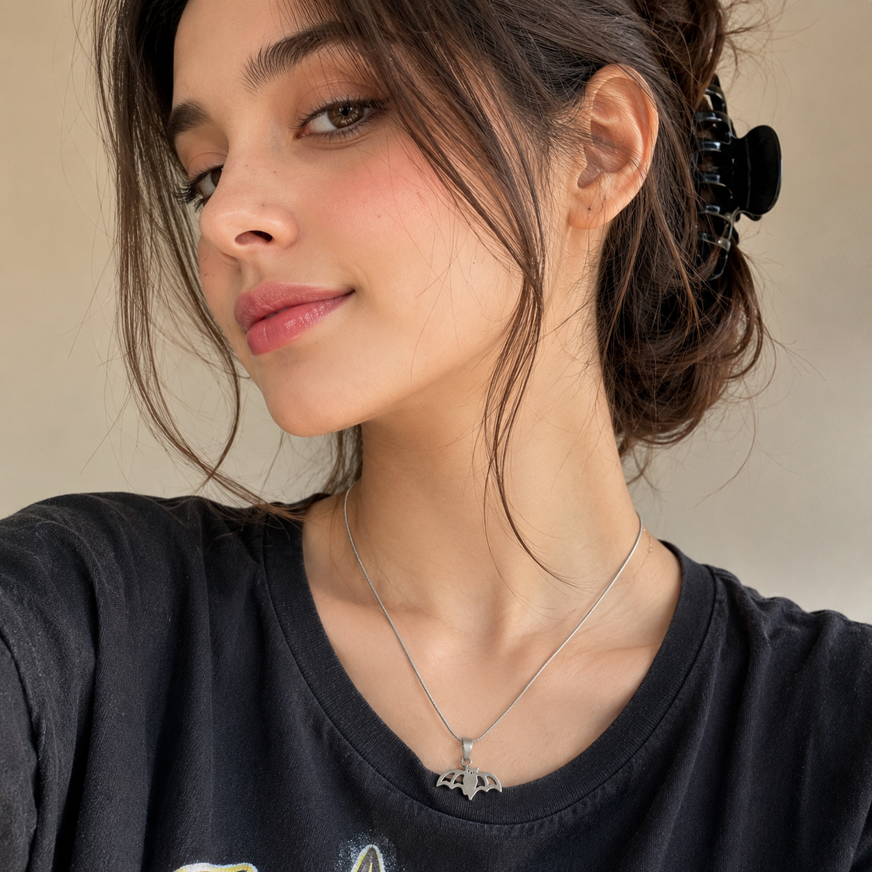 🦇 Bat Pendant Necklace for Women | Stainless Steel