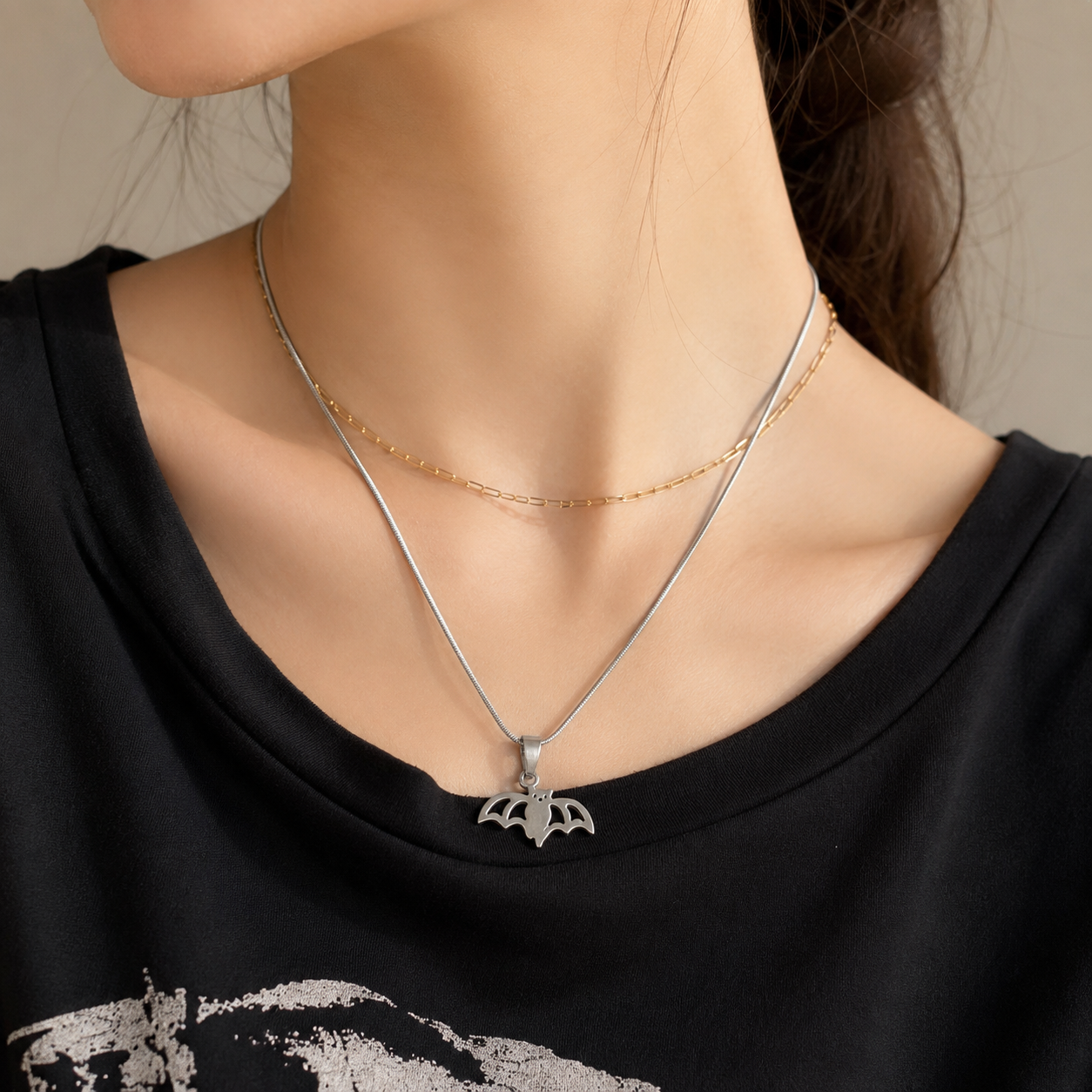 🦇 Bat Pendant Necklace for Women | Stainless Steel