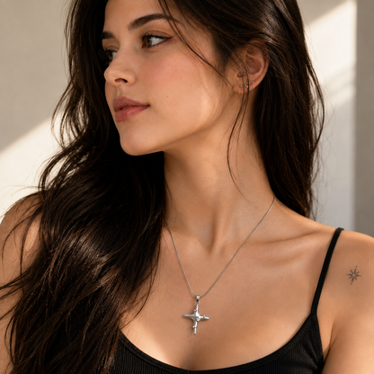Celestial Cross Stainless Steel Pendant Necklace for Women
