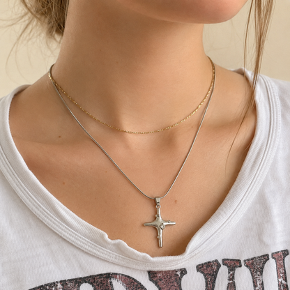 Celestial Cross Stainless Steel Pendant Necklace for Women
