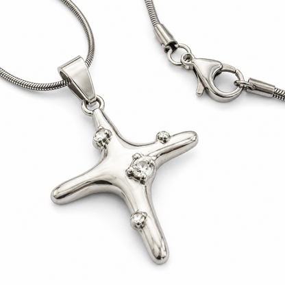 Celestial Cross Stainless Steel Pendant Necklace for Women