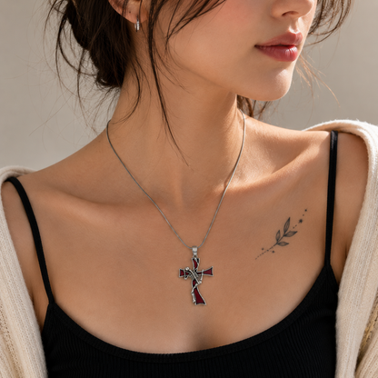 🖤 Gothic Skeleton Cross Pendant Necklace for Women