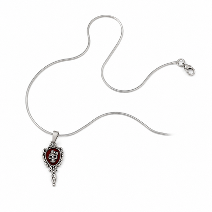 🪞 Gothic Skull Mirror Pendant Necklace for Women