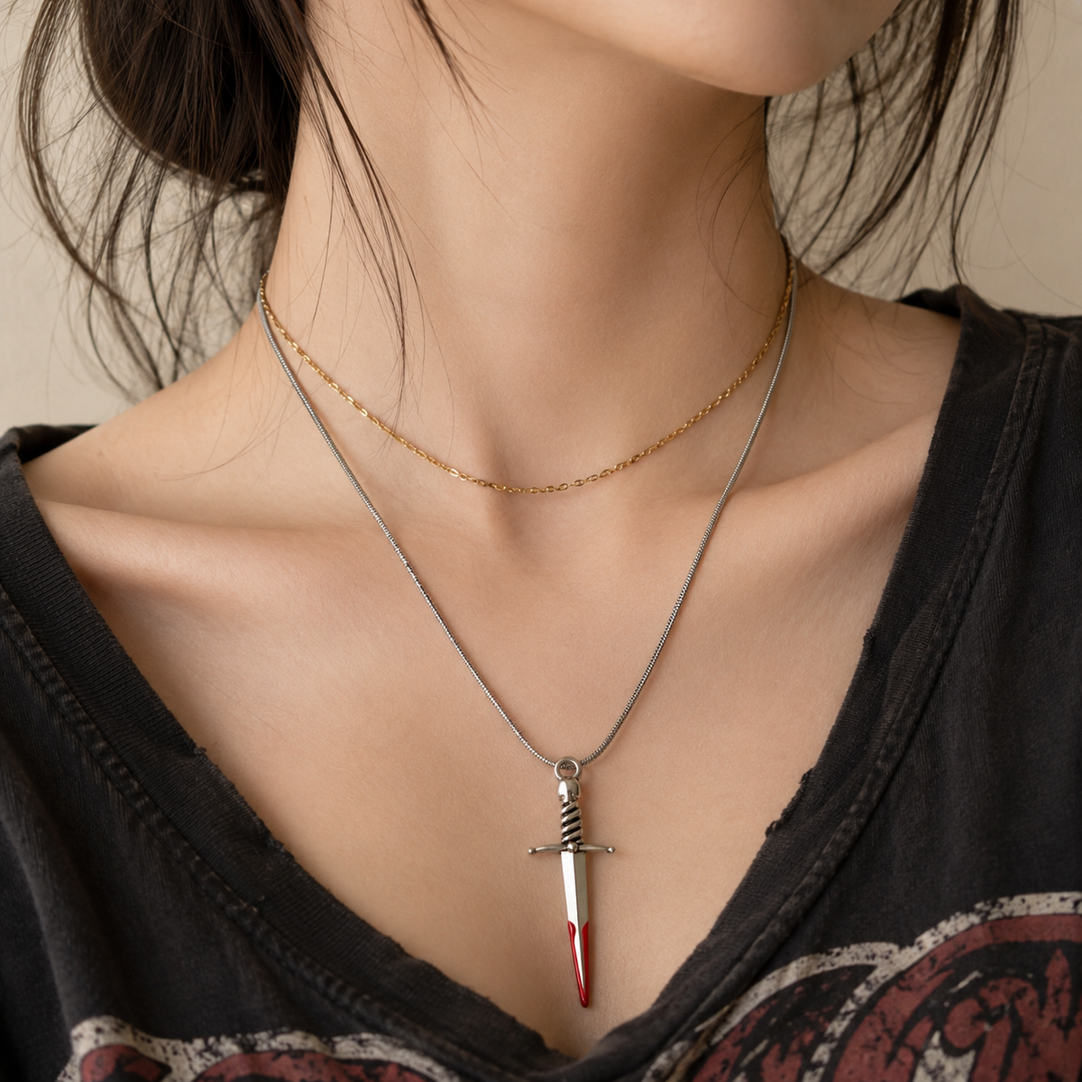 Blood Edge Dagger Pendant Necklace