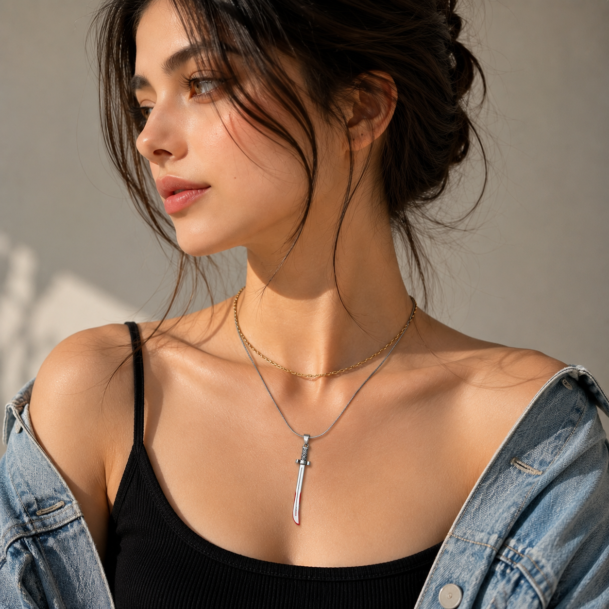 Blood Edge Sword Pendant Necklace for Women