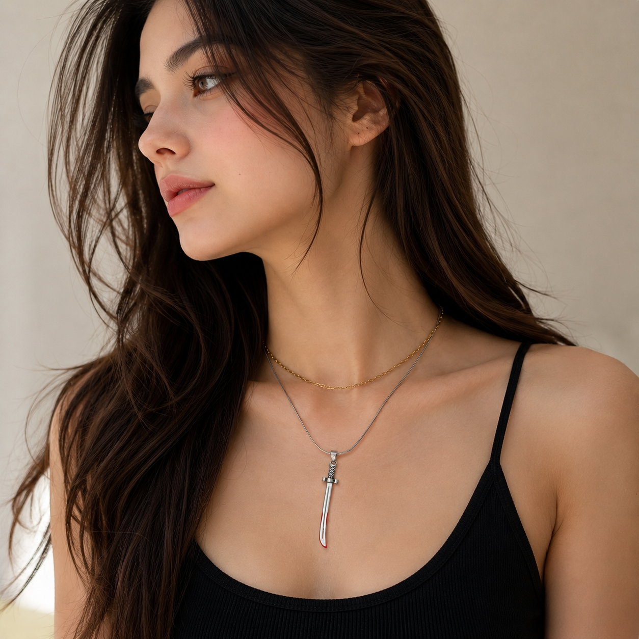Blood Edge Sword Pendant Necklace for Women