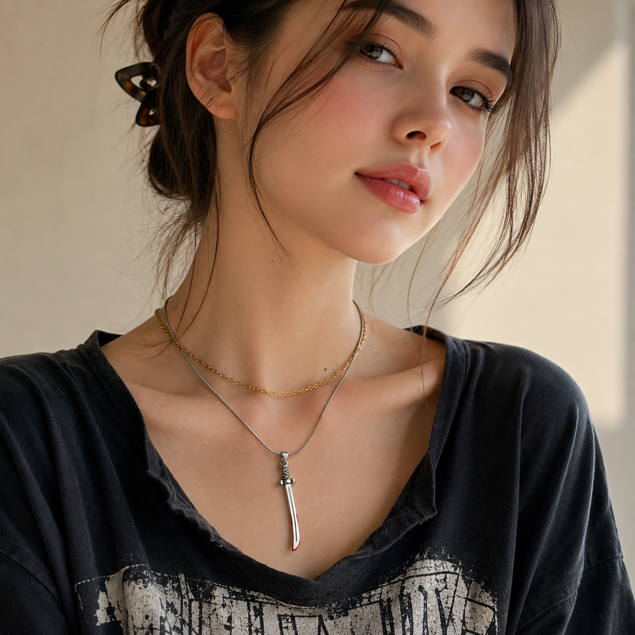 Blood Edge Sword Pendant Necklace for Women