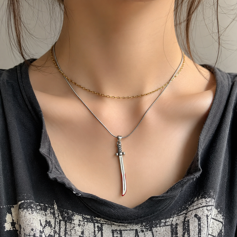 Blood Edge Sword Pendant Necklace for Women