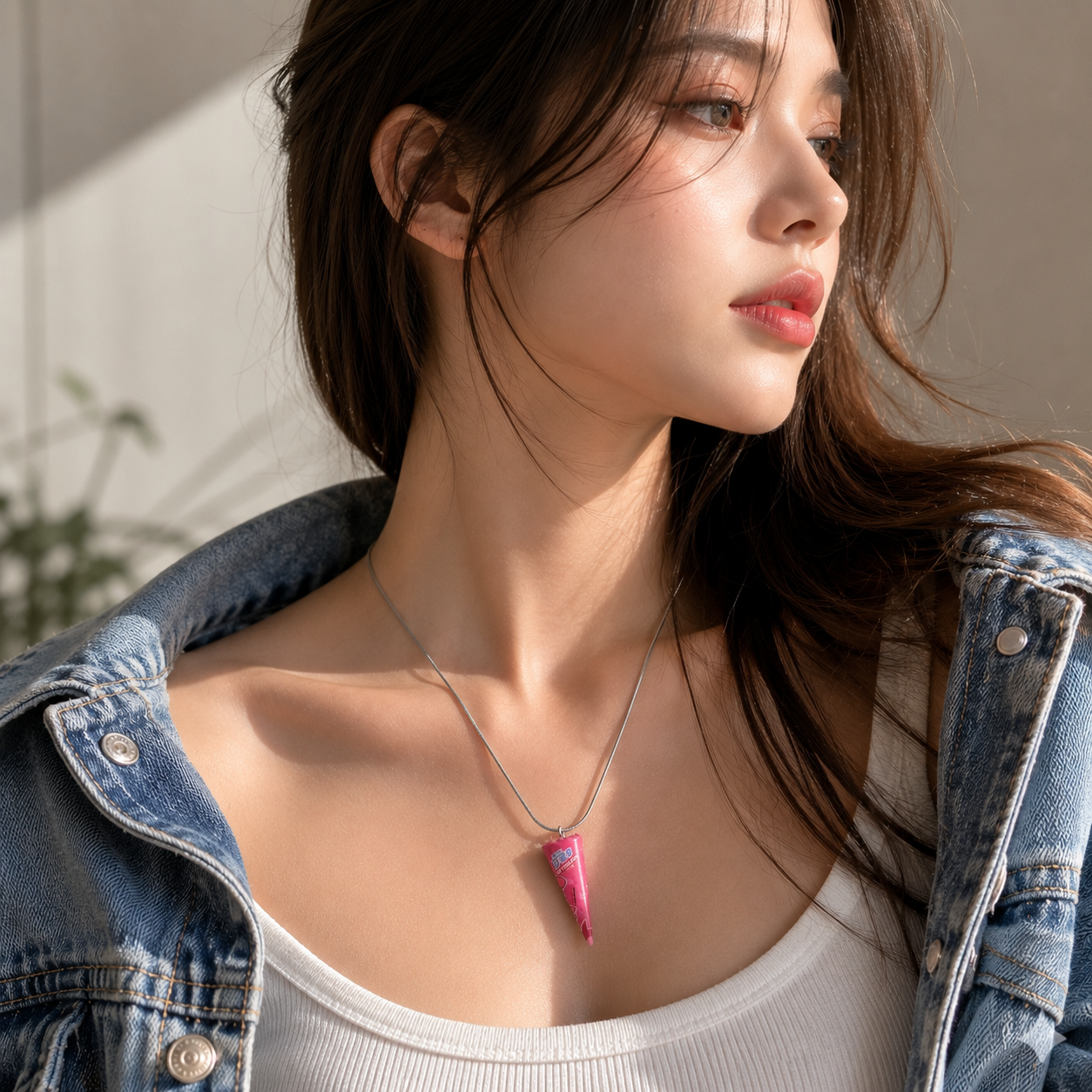 🍦 Strawberry Ice Cream Cone Pendant Necklace for Women