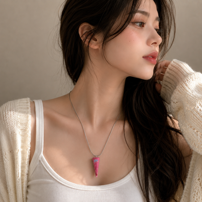 🍦 Strawberry Ice Cream Cone Pendant Necklace for Women
