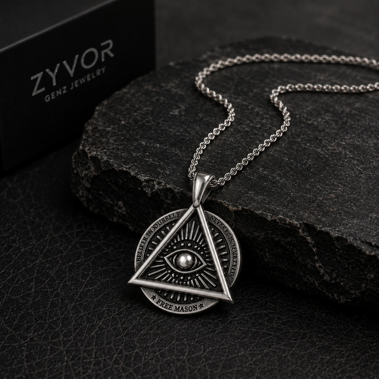 All Seeing Eye Freemason Pendant Necklace for Men