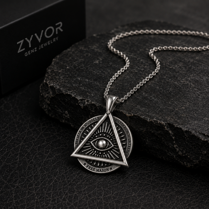 All Seeing Eye Freemason Pendant Necklace for Men