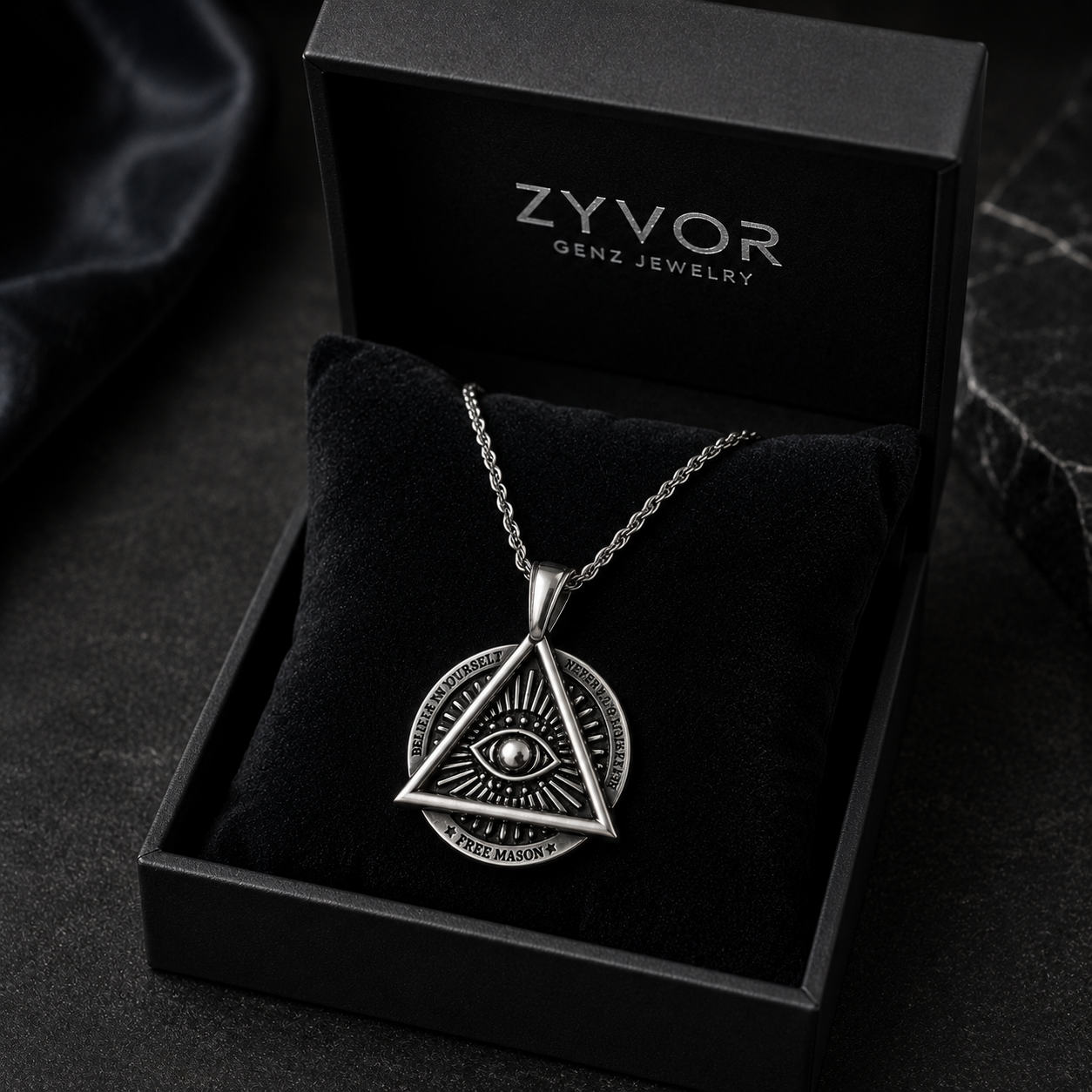 All Seeing Eye Freemason Pendant Necklace for Men