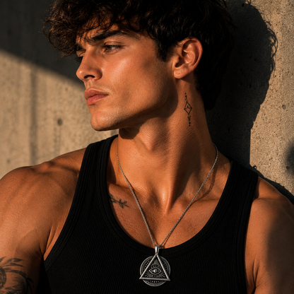 All Seeing Eye Freemason Pendant Necklace for Men
