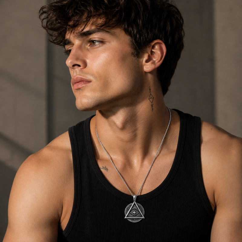 All Seeing Eye Freemason Pendant Necklace for Men