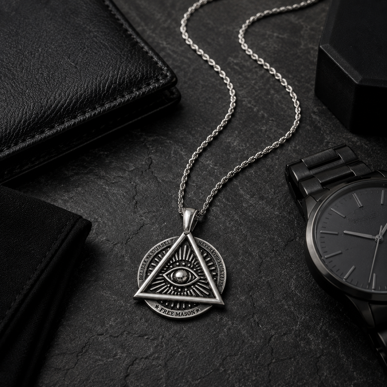 All Seeing Eye Freemason Pendant Necklace for Men