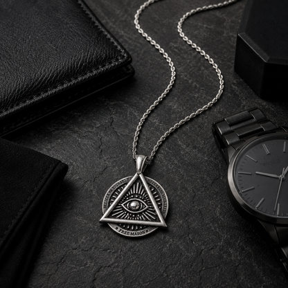 All Seeing Eye Freemason Pendant Necklace for Men