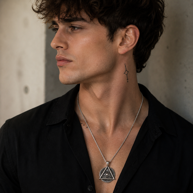 All Seeing Eye Freemason Pendant Necklace for Men