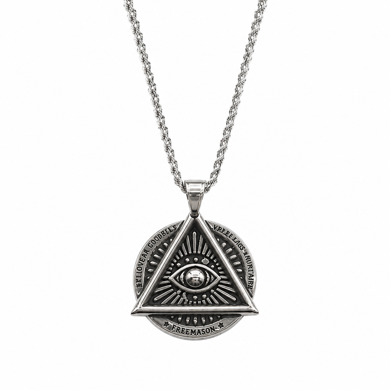 All Seeing Eye Freemason Pendant Necklace for Men