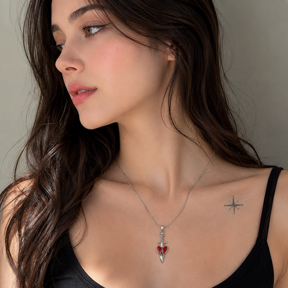 🗡️ Broken Heart Skull Dagger Pendant Necklace for Women